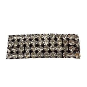 Vintage Silver Tone 4 Row Rhinestone Rectangular Bar Brooch Pendant 2"